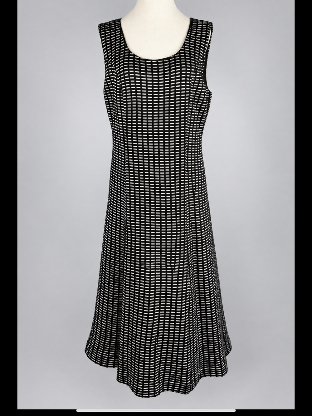 Todd & Olivia Diamond Size 16 Wool Blend Black White Fit Flare Midi Dress